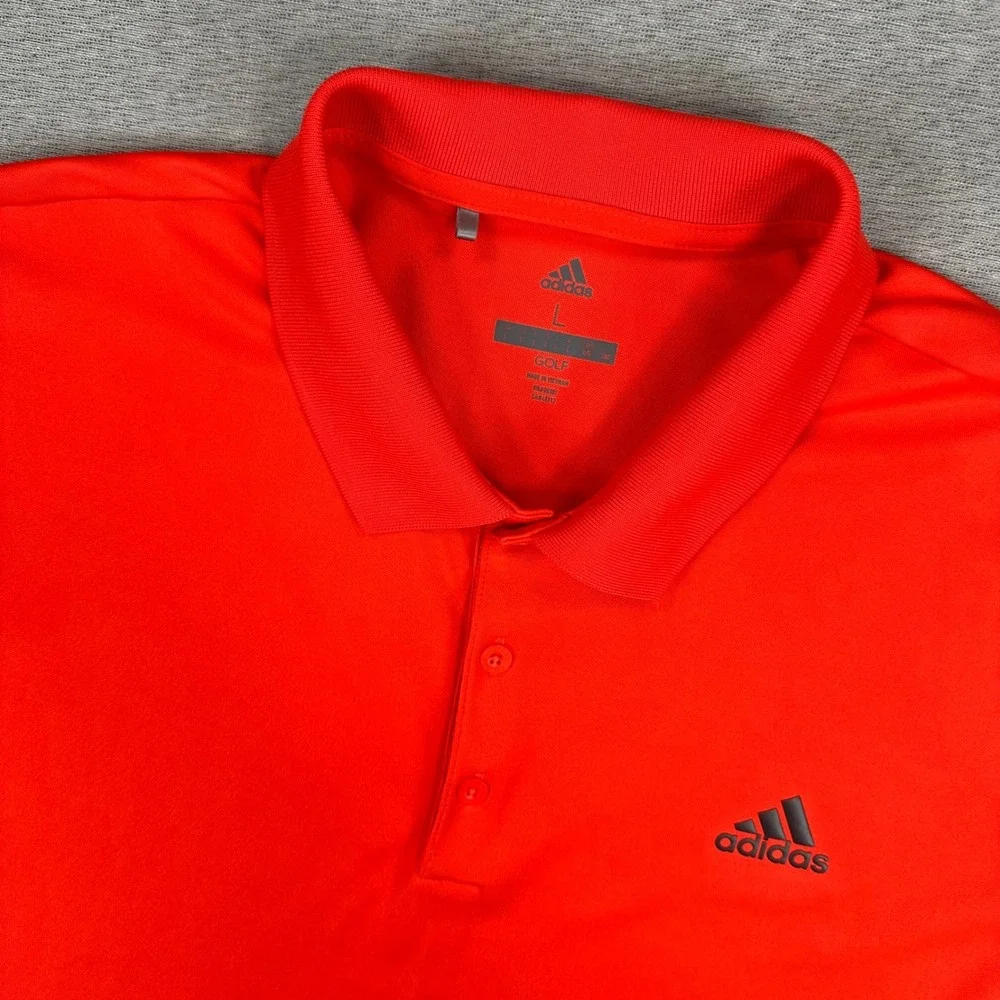 Adidas Golf Performance Polo Shirt Mens Large Red Solid Short Sleeve Tech EUC